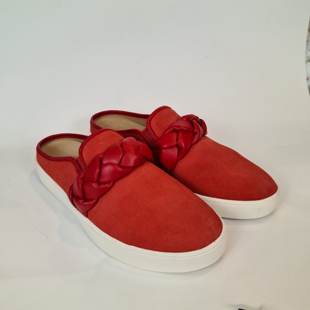 Revitalign Women's Orthotic Red Braided Suede‎ Mules Slip On 11 B Sneakers Shoes